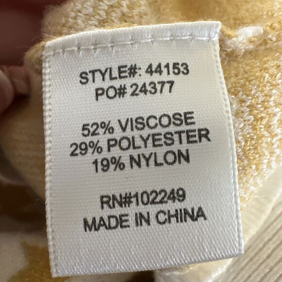 Skies Are Blue Brand Women’s Gold White Houndstooth Knit Pullover Sweater Sz L - Picture 8 of 9